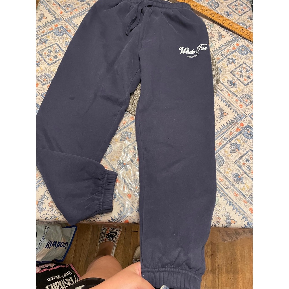 White Fox Boutique Season 7 Navy Blue Jogger Sweatpants XS Logo Loungewear